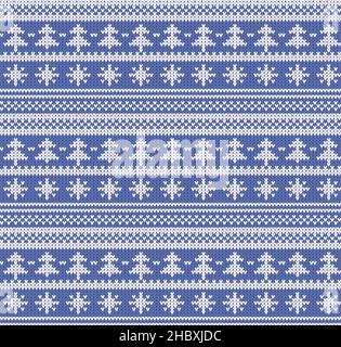 Beautiful Christmas sweater pattern design. Seamless knitted Christmas background. Scandinavian sweater  vector illustration. Stock Vector