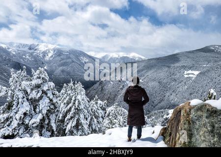 Winter in Andorra Pyrennes landscape Stock Photo