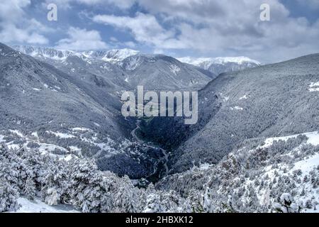 Winter in Andorra Pyrennes landscape Stock Photo