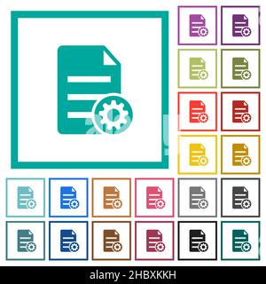 Document settings flat color icons with quadrant frames on white background Stock Vector