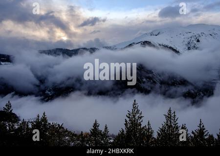 Winter in Andorra Pyrennes landscape Stock Photo