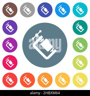 Folder compression solid flat white icons on round color backgrounds. 17 background color variations are included. Stock Vector