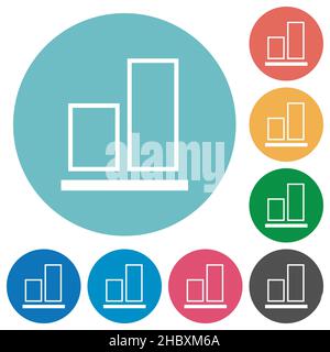 Align to bottom outline flat white icons on round color backgrounds Stock Vector