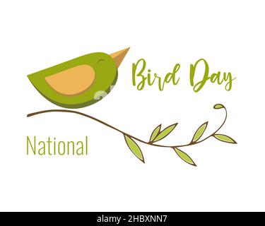 National World Bird Day. Logo icon sticker label emblem. Isolated, white background. Vector illustration Stock Vector