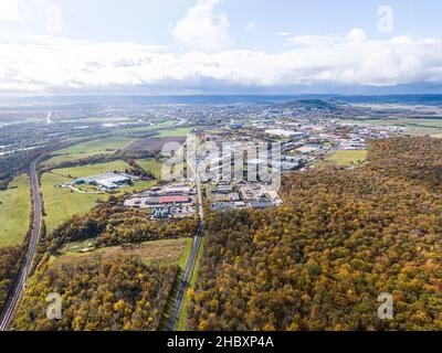 Industrial city view and natural  forest view together. Toul city, Meurthe-et-Moselle, Lorraine, France Stock Photo