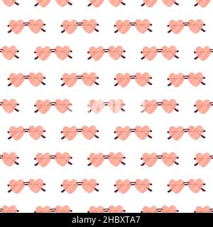 Seamless pattern of female pink sunglasses. Print of summer sun protection item. Vector flat illustration Stock Vector