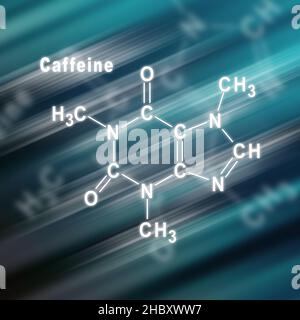 Caffeine Structural chemical formula futuristic background Stock Photo