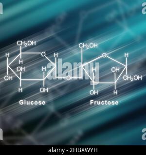 Sucrose Structural chemical formula futuristic background Stock Photo