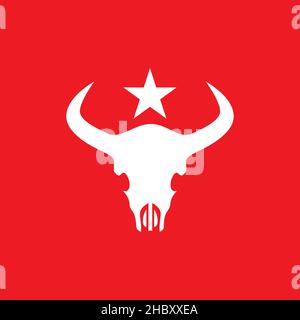cow skull with with star flat logo design vector graphic symbol icon sign illustration creative idea Stock Vector
