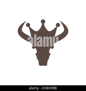 cow skull with crown logo design vector graphic symbol icon sign illustration creative idea Stock Vector