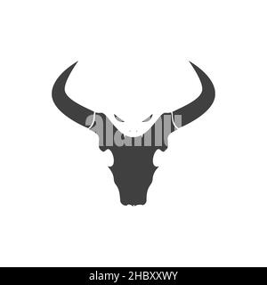 cow skull black with head snake logo design vector graphic symbol icon sign illustration creative idea Stock Vector