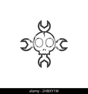 skull with cross wrench logo design vector graphic symbol icon sign illustration creative idea Stock Vector