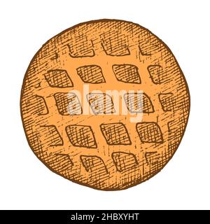 Baked bun. Confectionery bakery product. Wheat flour. Vector isolated illustration hand drawn on white background Stock Vector