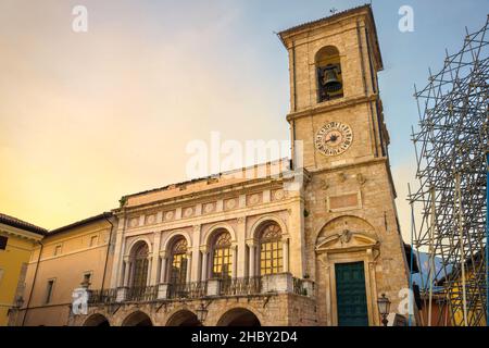 Norcia, Perugia province, Umbria, Italy: exterior of the palace known as Palazzo Comunale Stock Photo