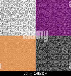 Set of seamless patterns with net of triangular labyrinths. Ornament for decoration and printing on fabric. Design element. Vector Stock Vector