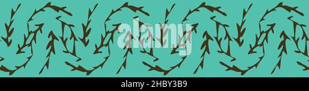 A green botanical horizontal vector border print Stock Vector