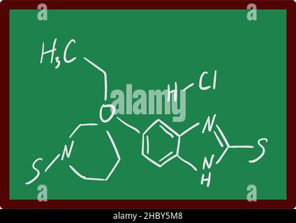 Icon Of Chemistry Formula On Classroom Blackboard. Flat Color Design. Vector Illustration. Stock Vector