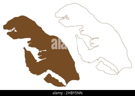 Als island (Denmark, Baltic Sea) map vector illustration, scribble sketch Als map Stock Vector