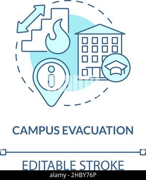 Campus evacuation turquoise concept icon Stock Vector