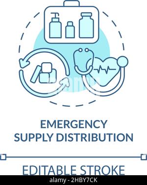 Emergency supply distribution turquoise concept icon Stock Vector
