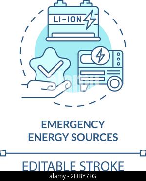 Emergency energy sources turquoise concept icon Stock Vector