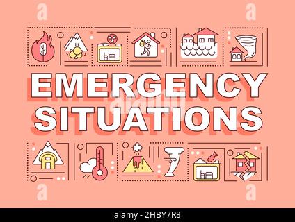 Emergency situations word concepts orange banner Stock Vector