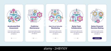 Digital twin benefits onboarding mobile app screen Stock Vector