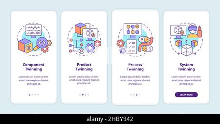 Twinning levels onboarding mobile app screen Stock Vector