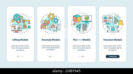 Digital twin models onboarding mobile app screen Stock Vector