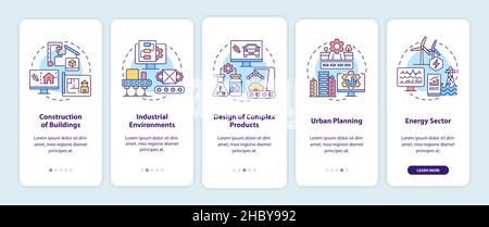 Digital twin use cases onboarding mobile app screen Stock Vector