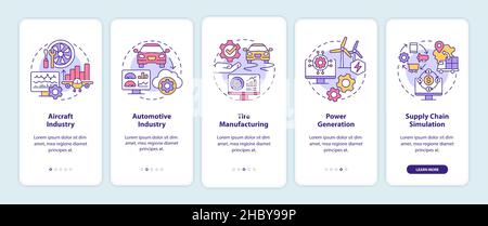 Digital twin usage onboarding mobile app screen Stock Vector