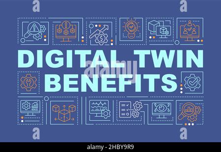Digital twin advantages word concepts blue banner Stock Vector
