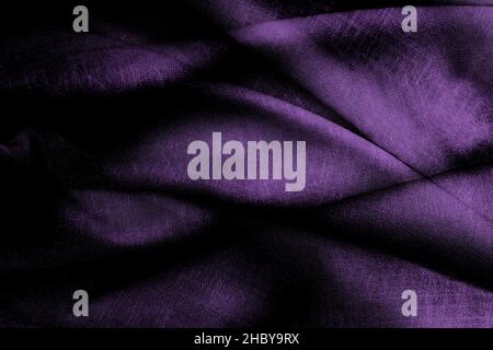 Twisted abstract dark moody texture background of linen fabric Stock Photo