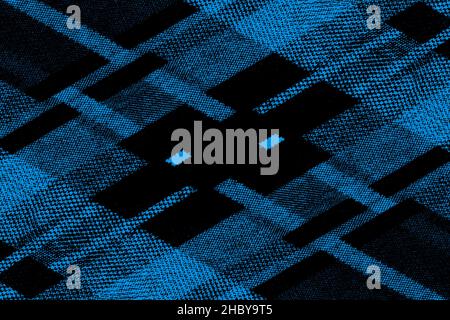 Perspective view of dark blue cotton fabric cloth with abstract pattern for texture background Stock Photo