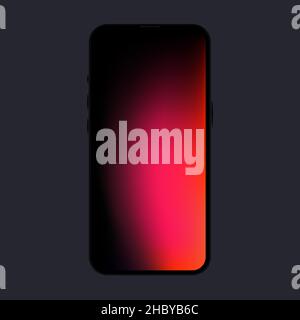 Smartphone with Red Gradient Screen. Front View New Model. Vector illustration Stock Vector