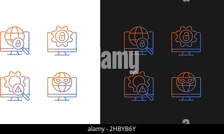 Illegal activities detection gradient icons set for dark and light mode Stock Vector