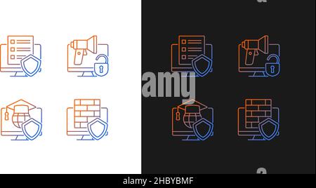 Protect private data gradient icons set for dark and light mode Stock Vector