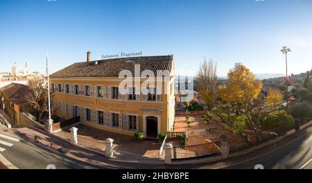 Grasse, France - 12 17 2021 : Fragonard perfumery and factory,on a sunny day. Wide angle image. Stock Photo