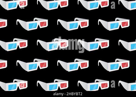 3d glasses pattern isolated on black background Stock Vector