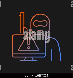 Cyberterrorism gradient vector icon for dark theme Stock Vector