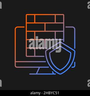 Firewall gradient vector icon for dark theme Stock Vector
