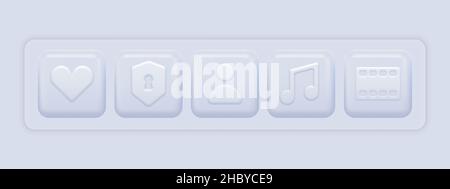 3d Icons Mini White Set. Mobile Phone App Buttons. Vector illustration Stock Vector