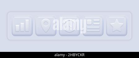 White 3d Icons. Basic App Set. Vector illustration Stock Vector