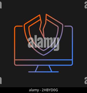 Cybersecurity vulnerability gradient vector icon for dark theme Stock Vector