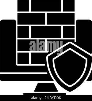 Firewall black glyph icon Stock Vector