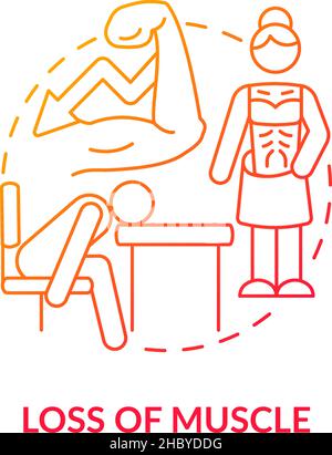 Loss of muscle red gradient concept icon Stock Vector