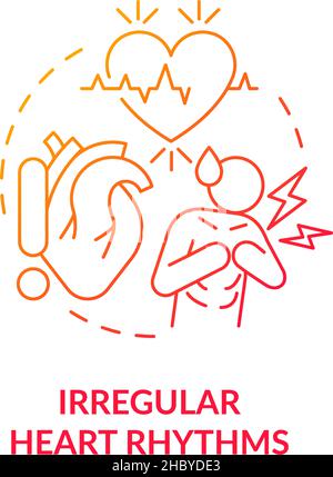 Irregular heart rhythms red gradient concept icon Stock Vector
