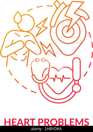 Heart problems red gradient concept icon Stock Vector