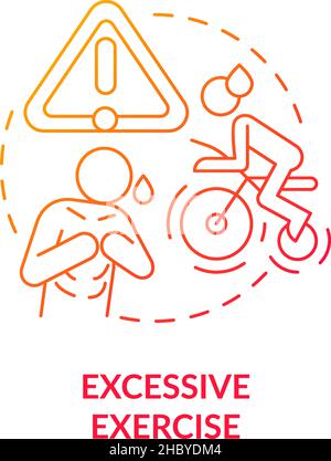Excessive exercise red gradient concept icon Stock Vector