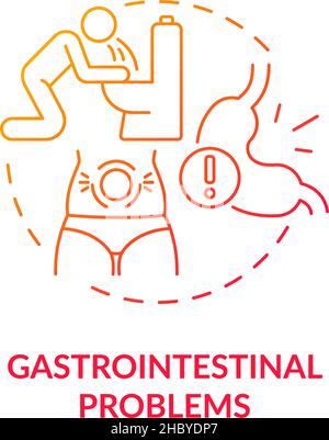 Gastrointestinal problems red gradient concept icon Stock Vector